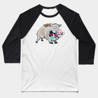 Hunting Dog Latched onto Wild Hogs Ear Baseball T-Shirt